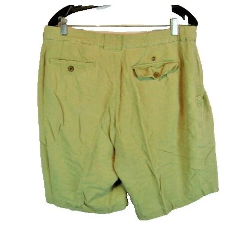Mens Tommy Bahama Herringbone Weave 100% Silk Shorts Khaki sz 36